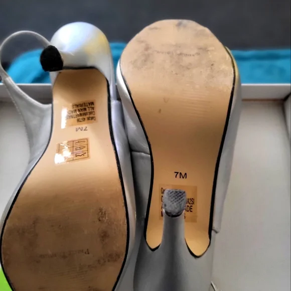 Pierre Dumas Satin Silver Heels - Picture 6 of 9